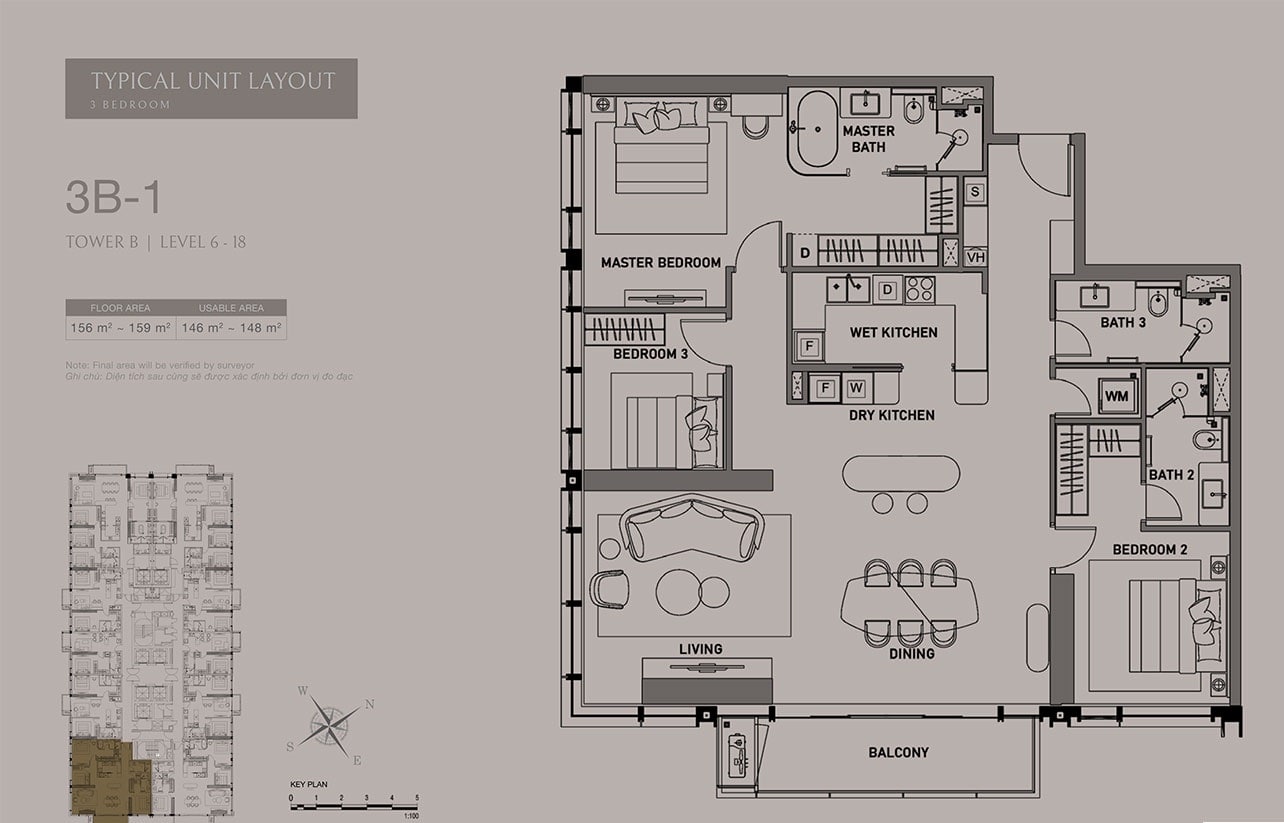 Căn hộ 3PN tại The OpusK Residence