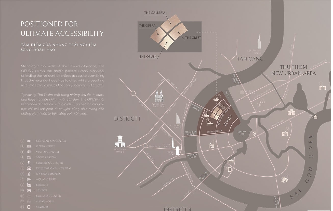 Vị trí liên kết vùng dự án The OpusK Residence