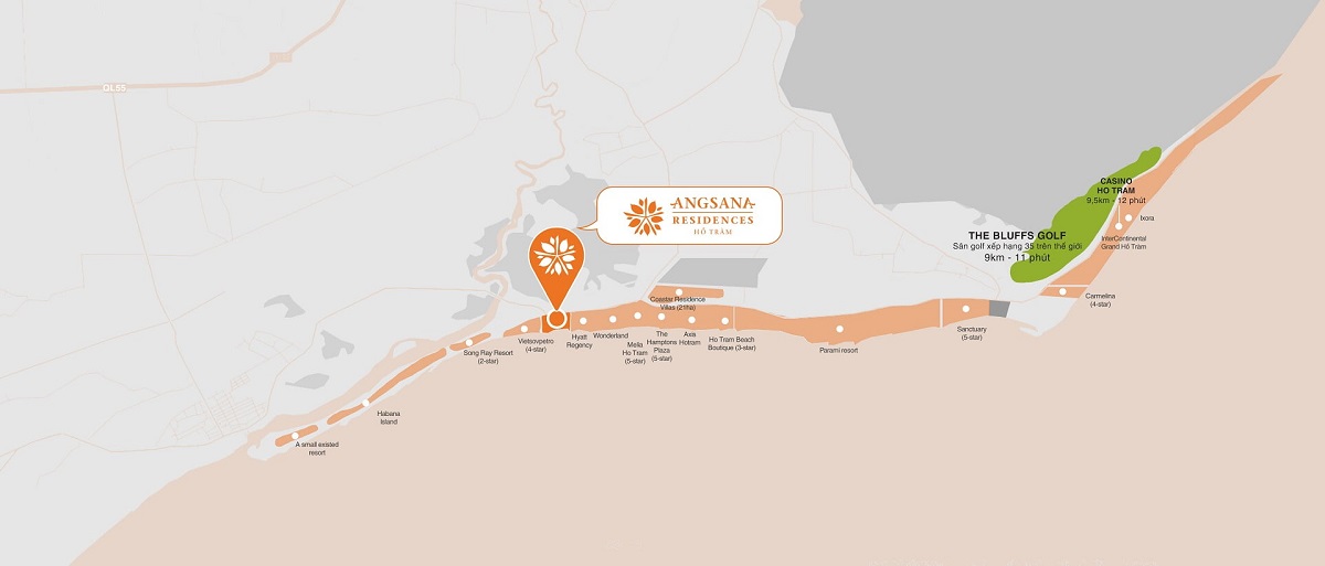 Vị trí xây dựng dự án Angsana Residences Hồ Tràm