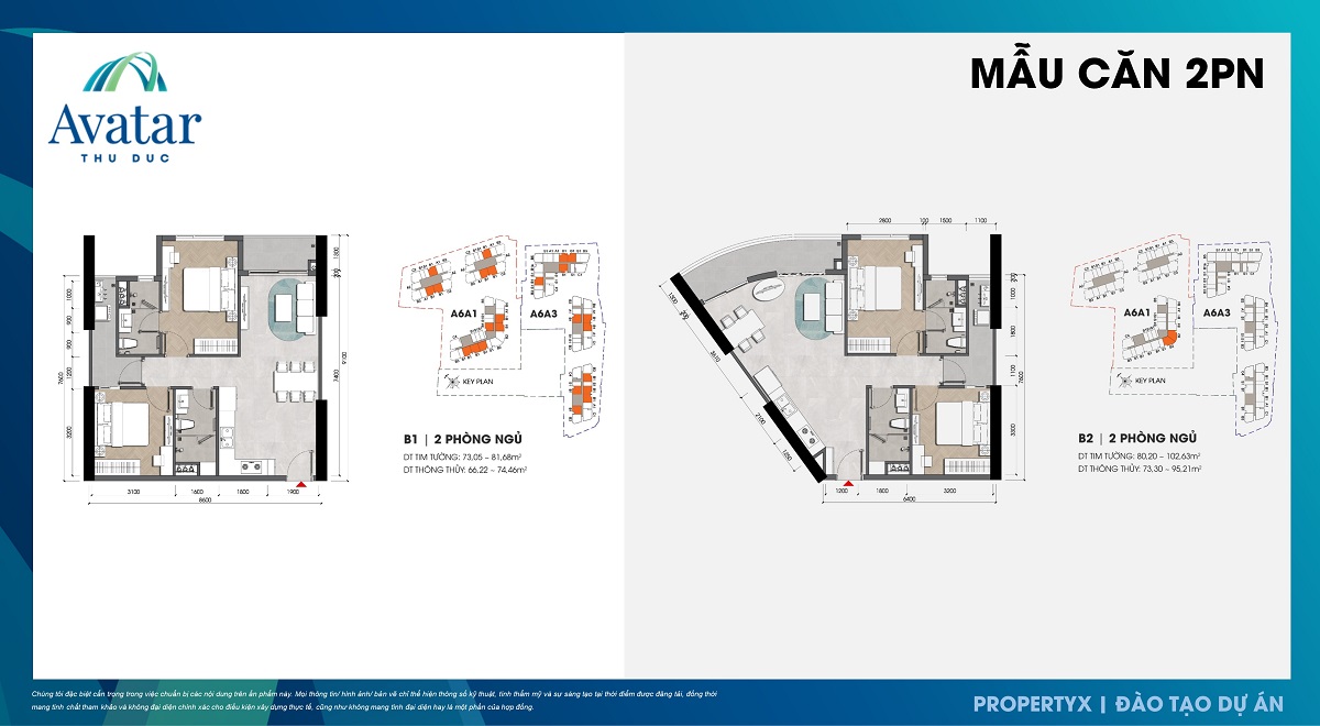 Thiết kế căn hộ 2 phòng ngủ Avatar Thủ Đức điển hình