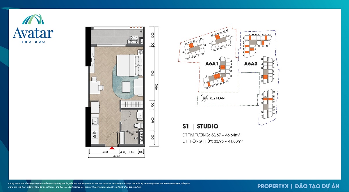 Thiết kế căn hộ Studio Avatar Thủ Đức điển hình 