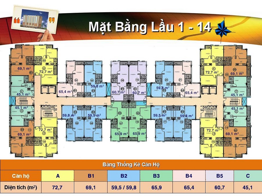 Mặt bằng căn hộ dự án Bàu Cát II