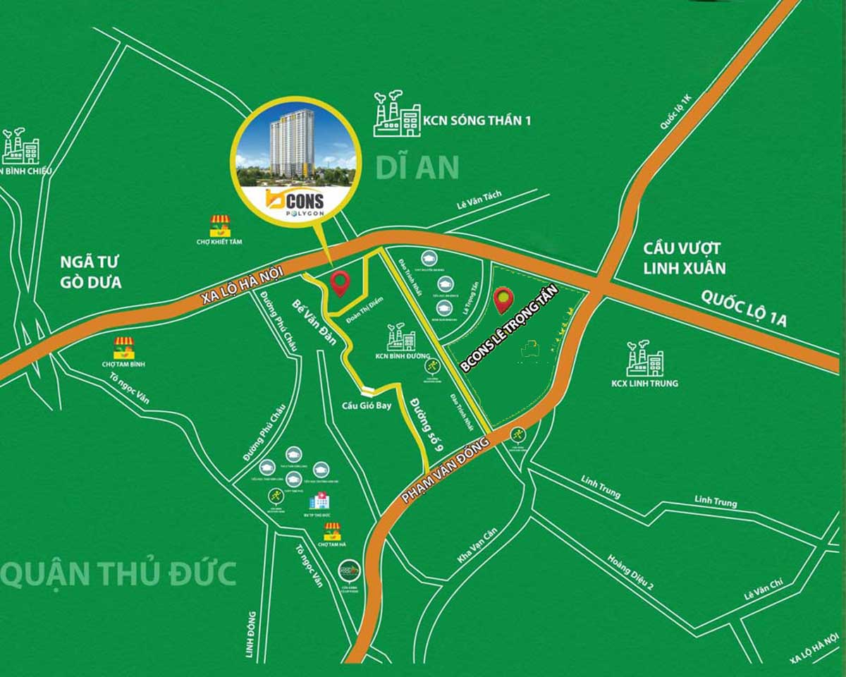 Vị trí đắc địa tại Bcons Lê Trọng Tấn