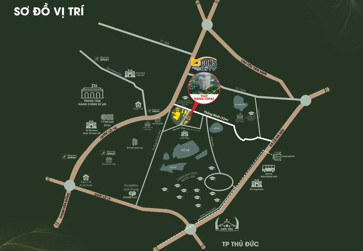 Vị tri đắc địa tại dựa án Bcons Ngôi Sao