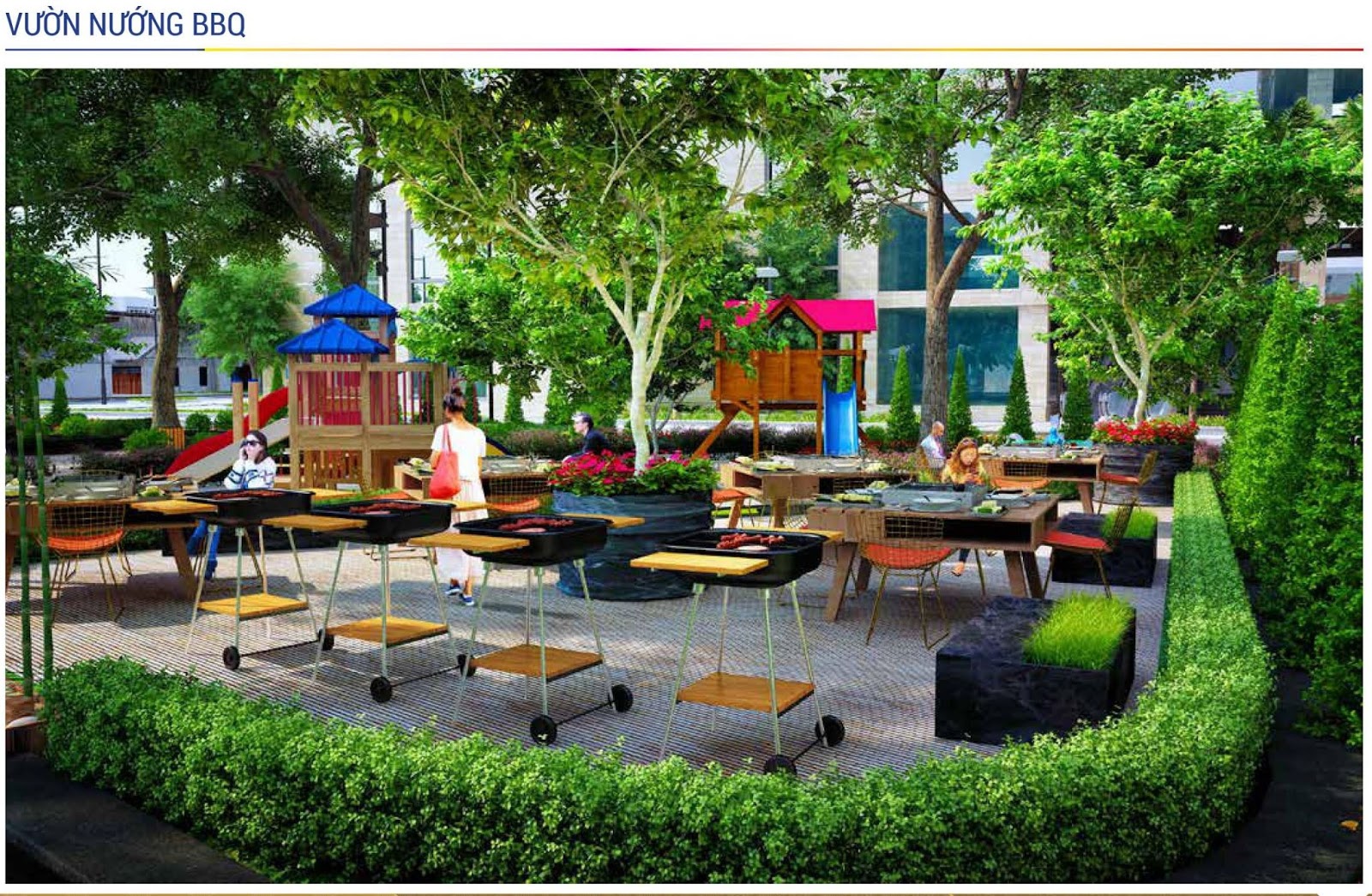 Vườn nướng BBQ ngoài trời tại Bcons Ngôi Sao