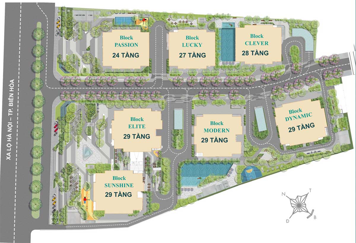 Mặt bằng tổng thể dự án Biên Hoà Universe Complex