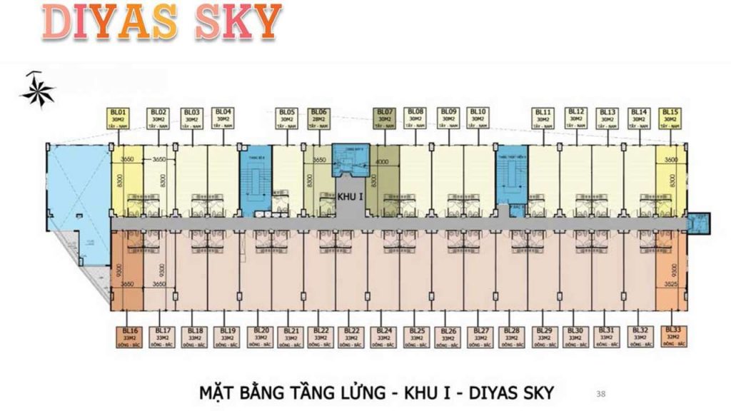 Mặt bằng tầng lửng khu I dự án Diyas Sky