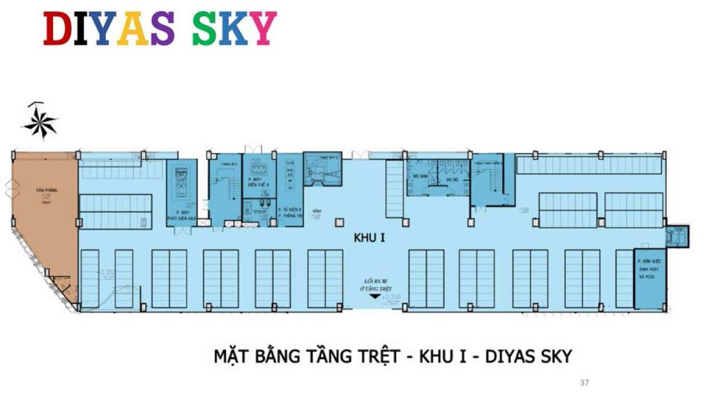 Mặt bằng tầng trệt khu I dự án Diyas Sky