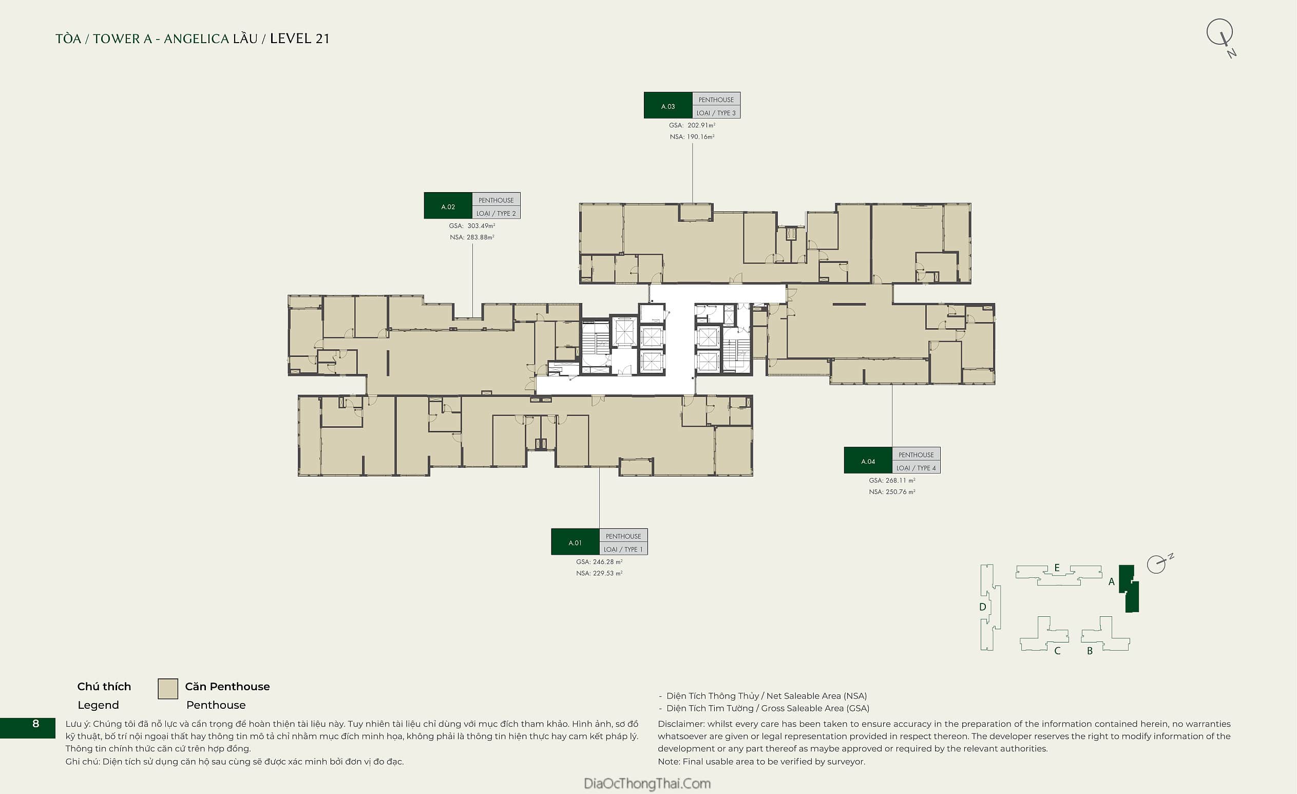 Mặt bằng căn hộ Penthouse tại Lumiere Boulevard