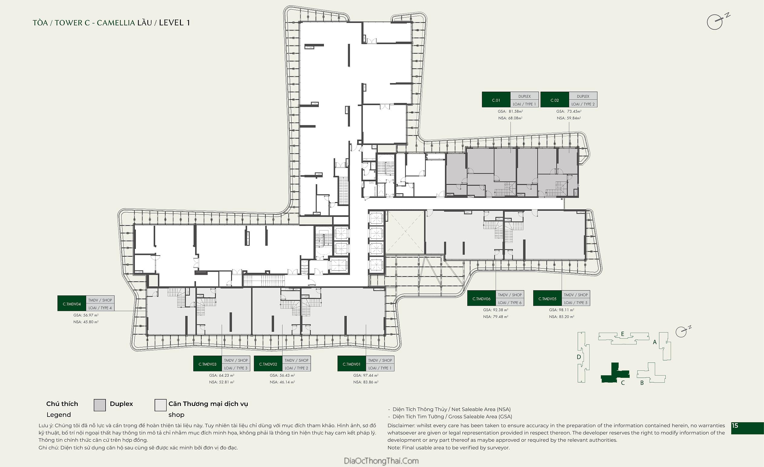 Mặt bằng căn hộ Duplex tại Lumiere Boulevard