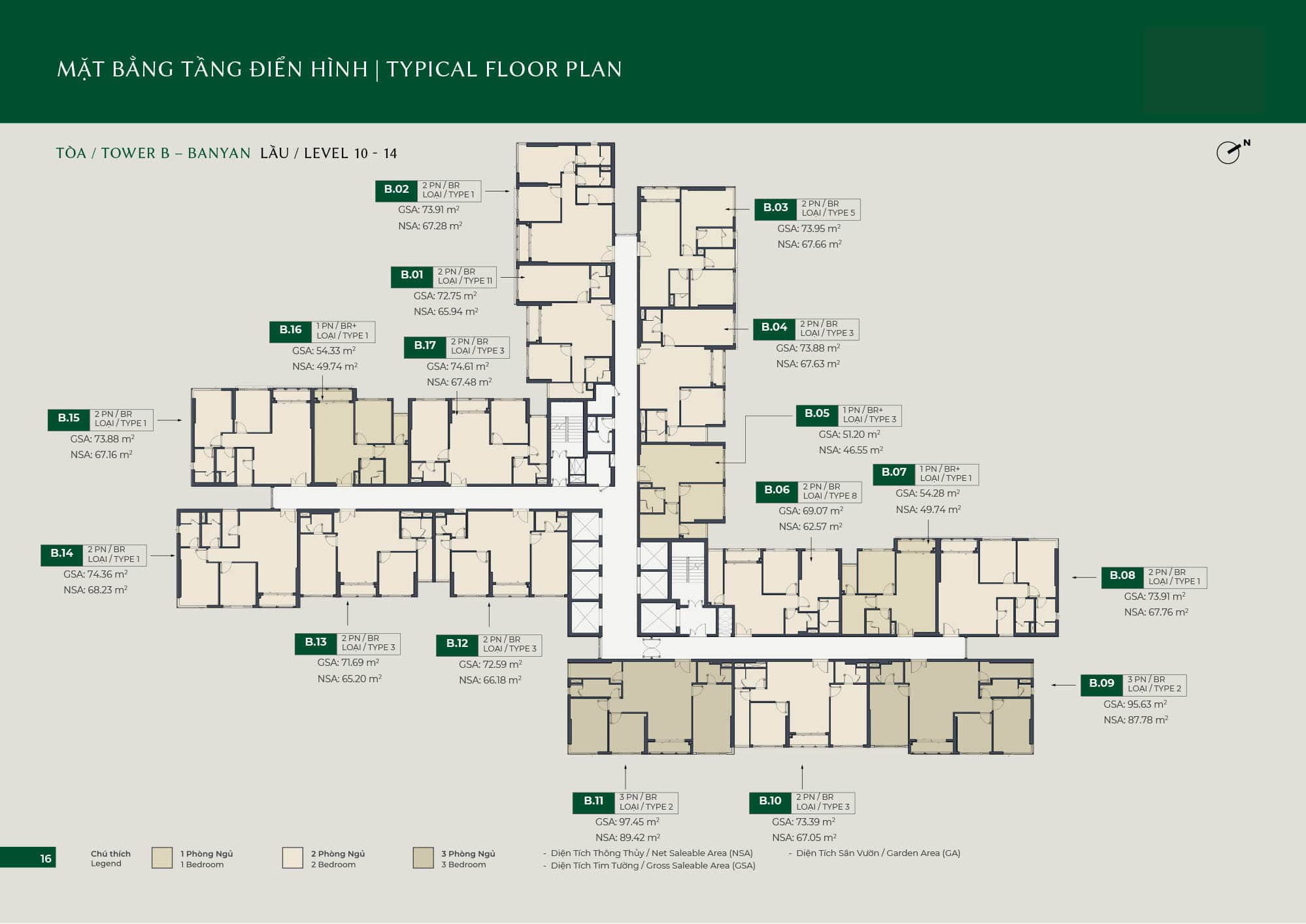 Mặt bằng tòa B căn hộ Lumiere Boulevard