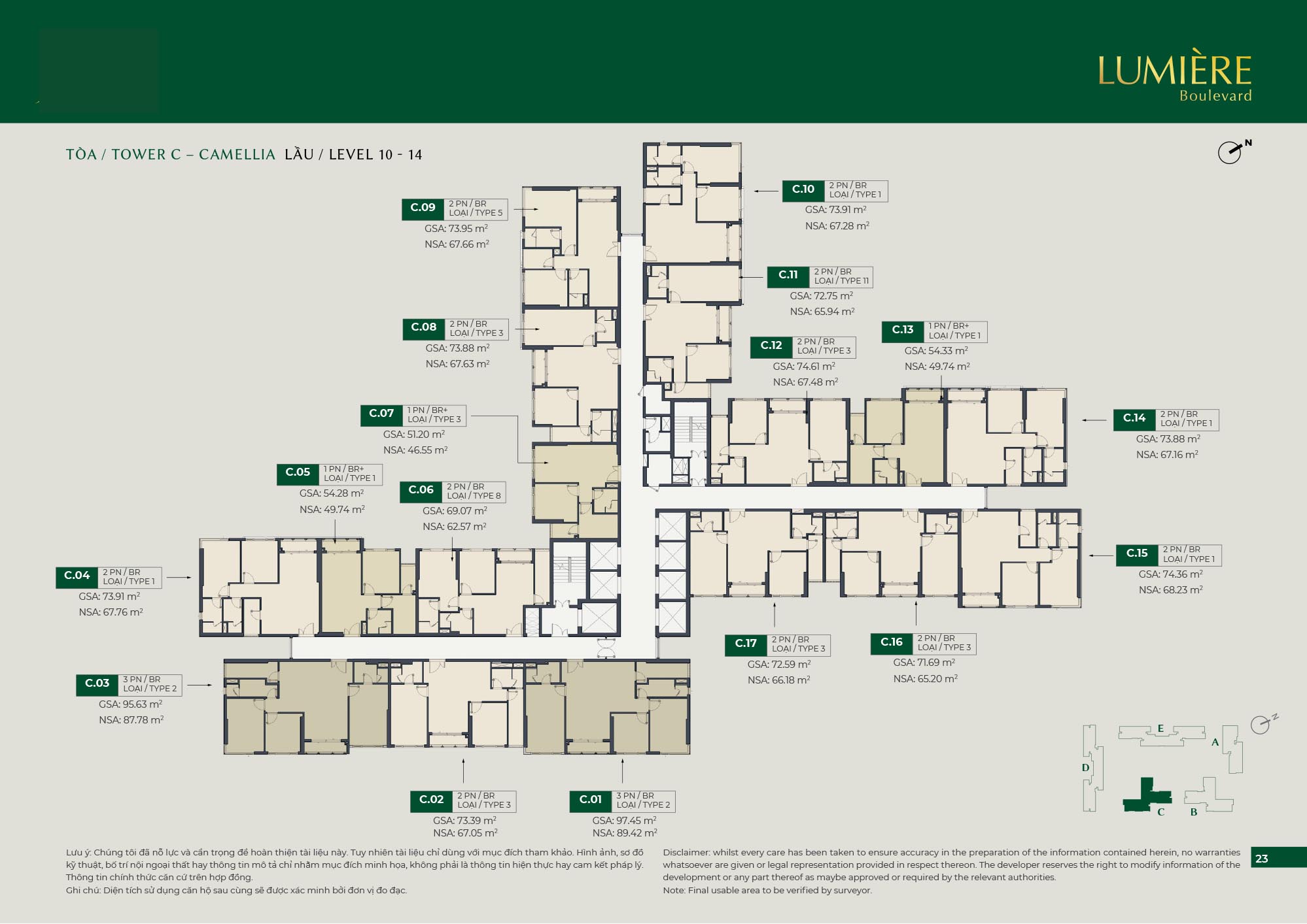 Mặt bằng tòa C căn hộ Lumiere Boulevard