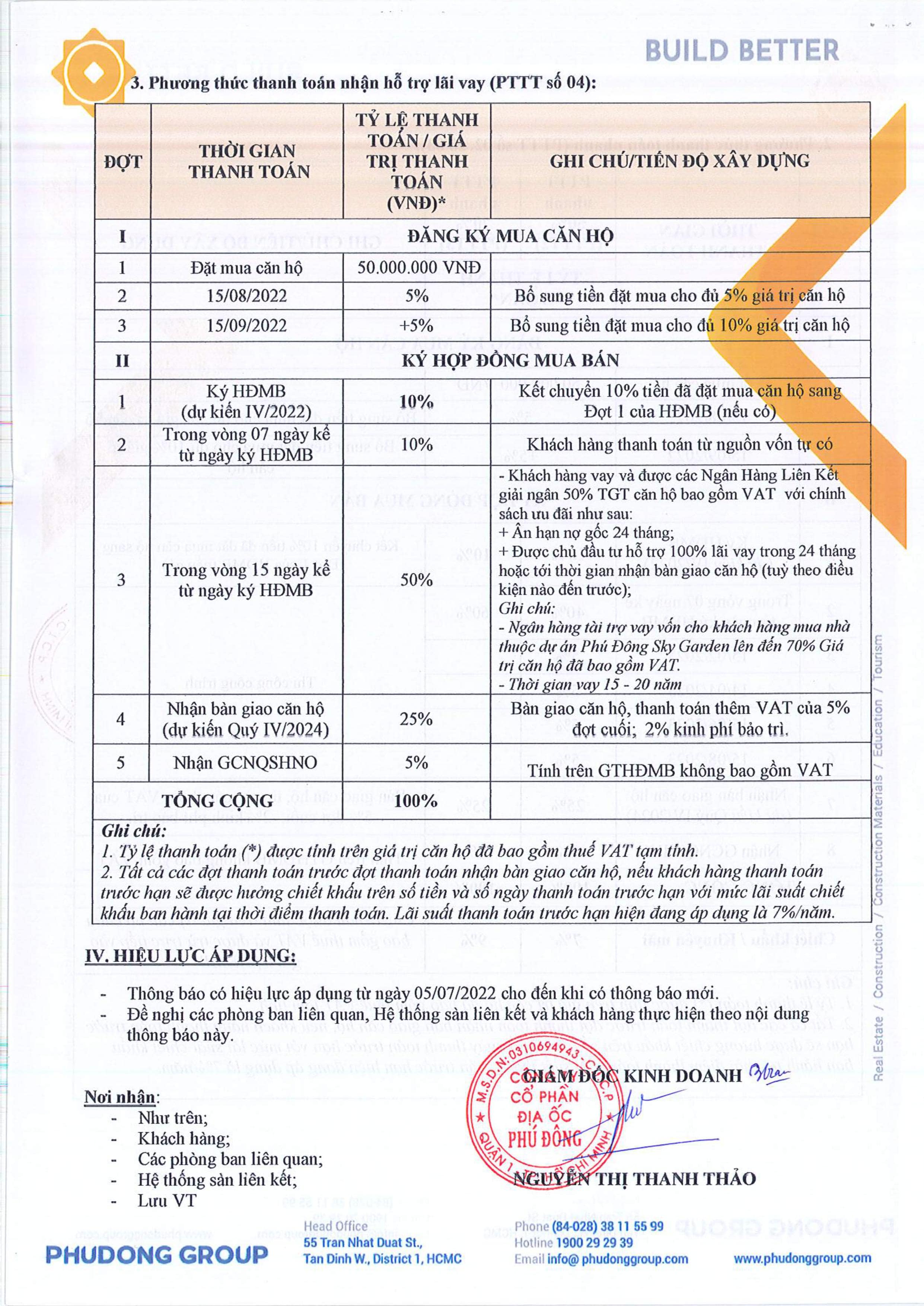 Phương thức thanh toán ngân hàng tại Phú Đông Sky One