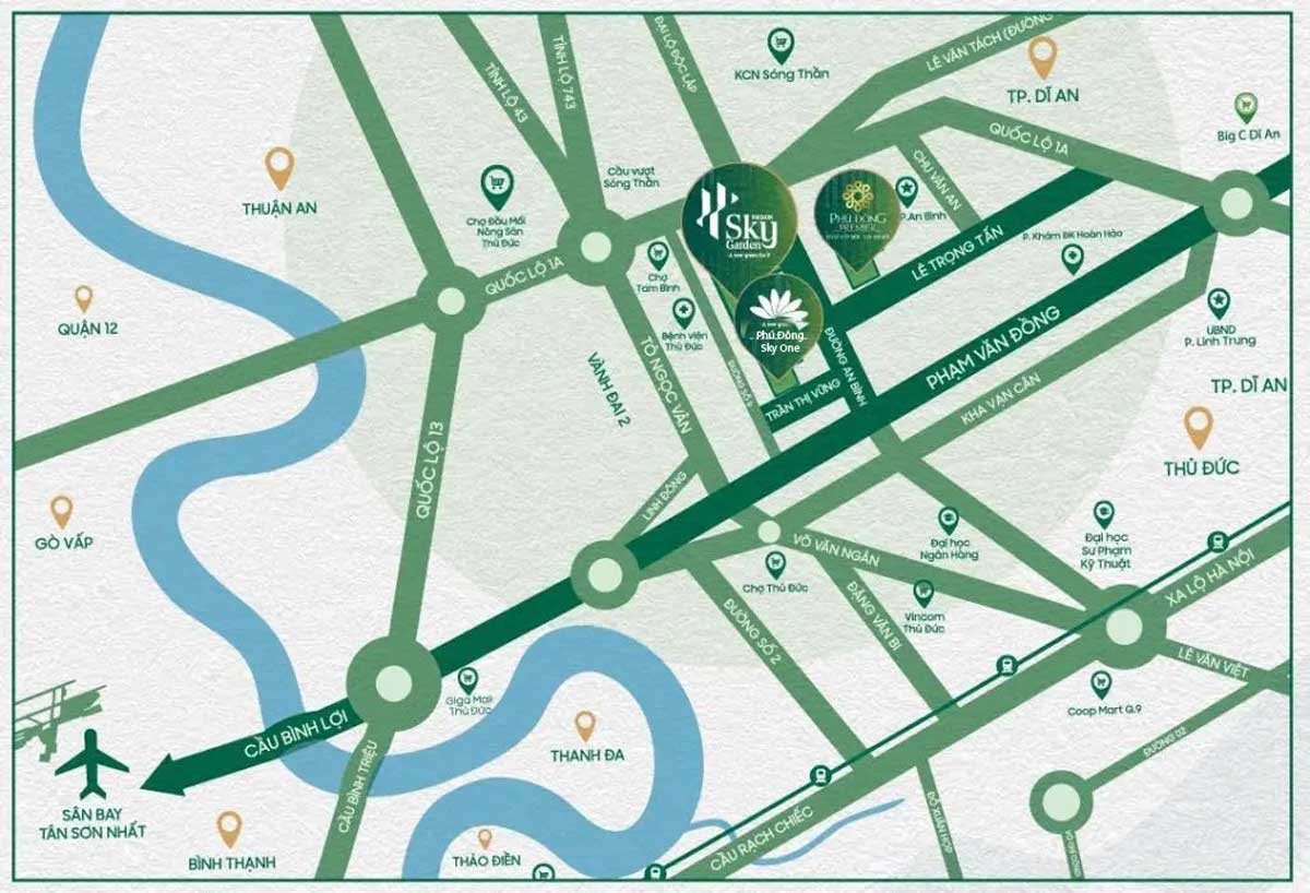 Vị trí chung cư Phú Đông Sky One