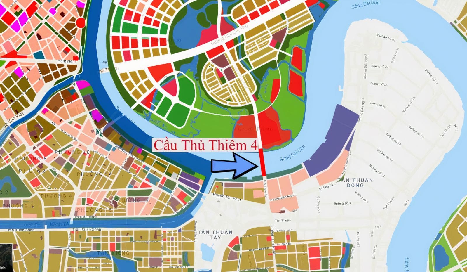 Sơ đồ quy hoạch cầu Thủ Thiêm 4