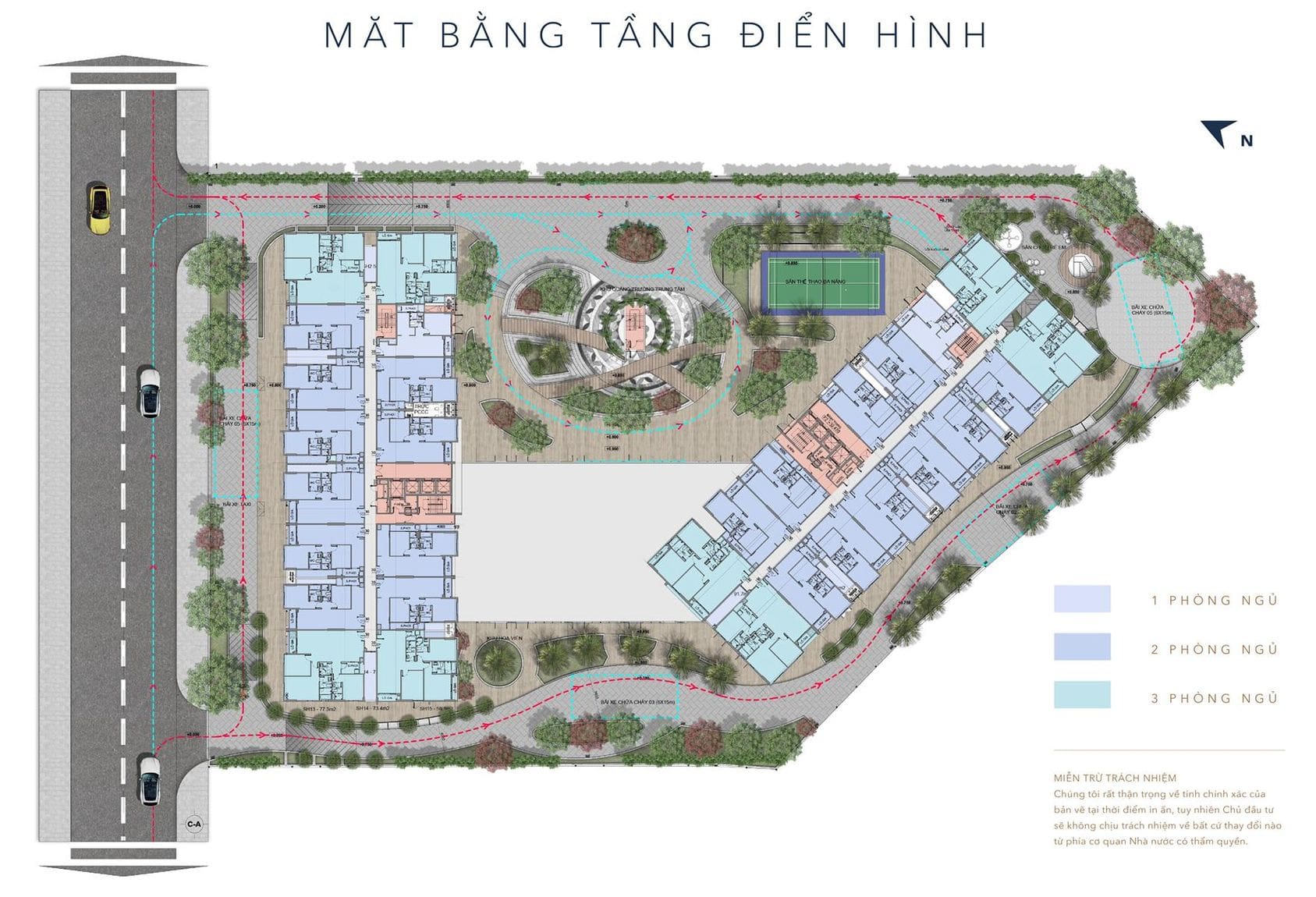 Mặt bằng tầng điển hình tại Shizen Home