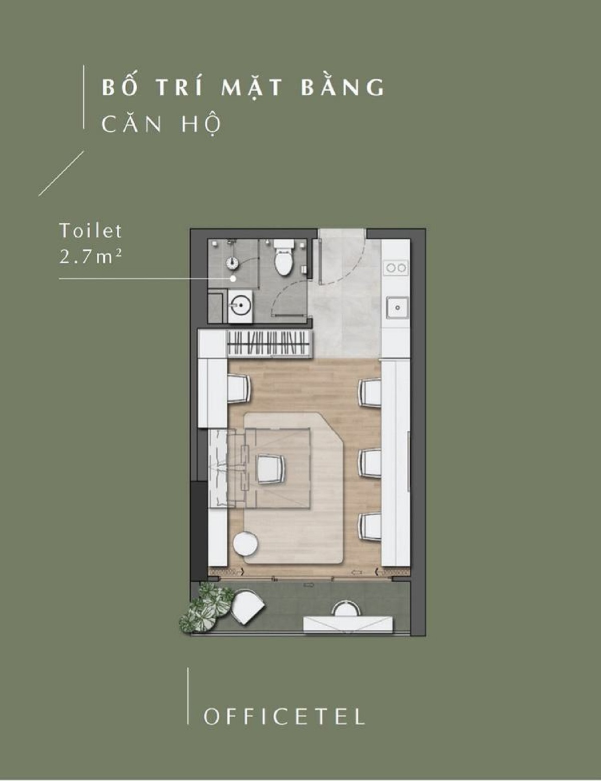 Mặt bằng căn officetel Stella Võ Văn Kiệt.