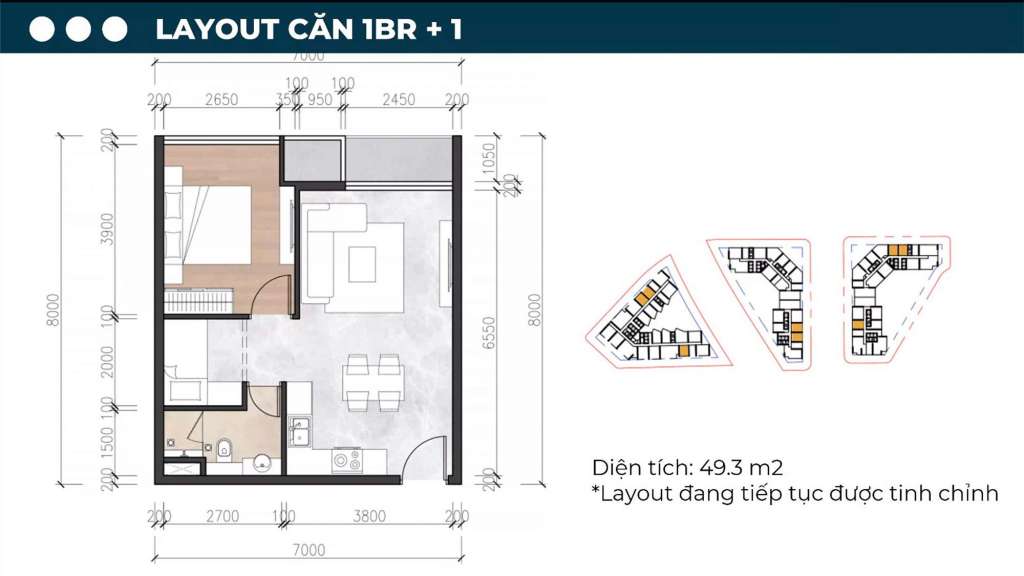 Thiết kế căn hộ dự án 1BR+1 tại Sun Riva Vista