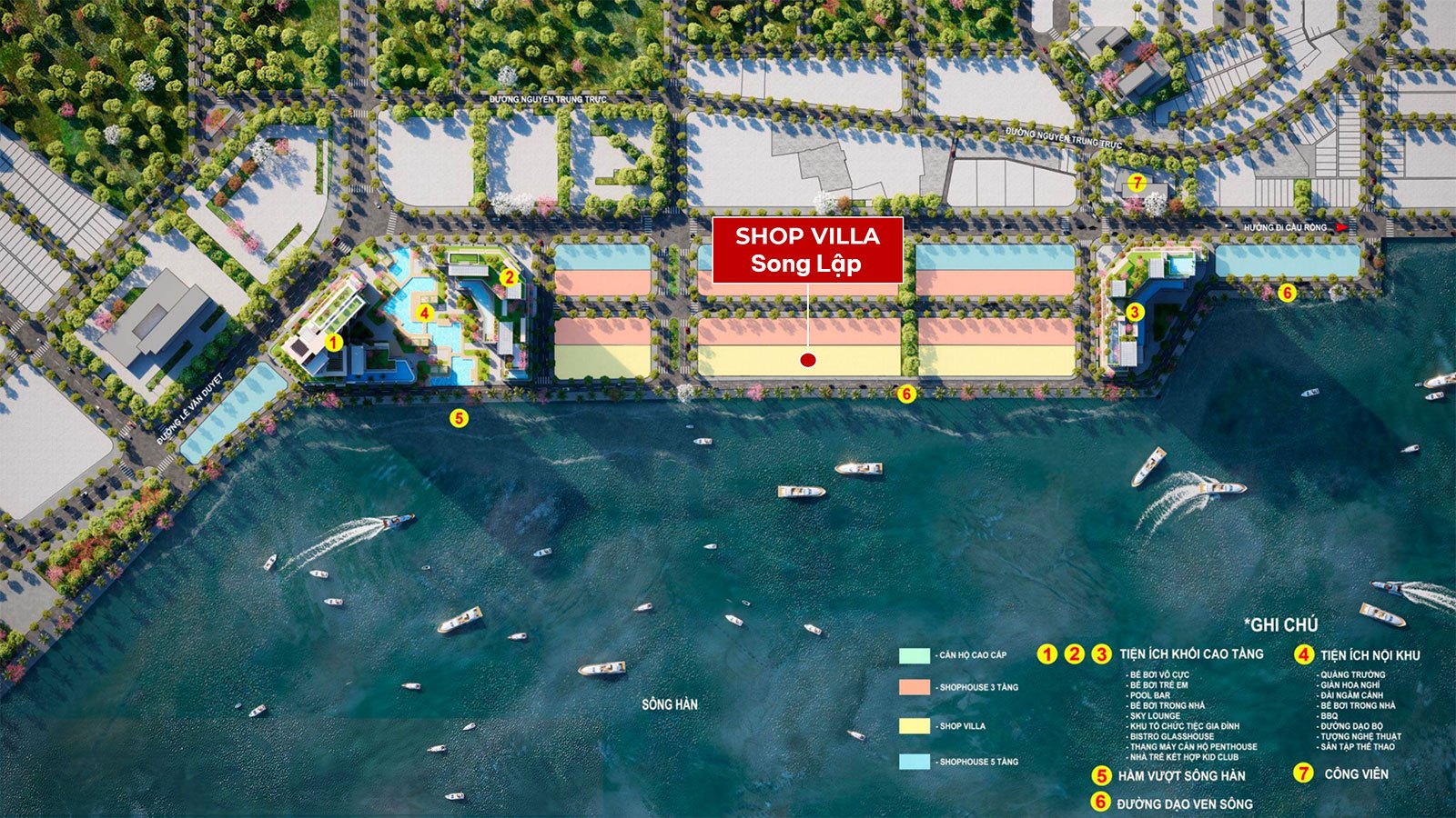 Mặt bằng tầng shop Villa Song Lập tại dự án Sun Riva Vista