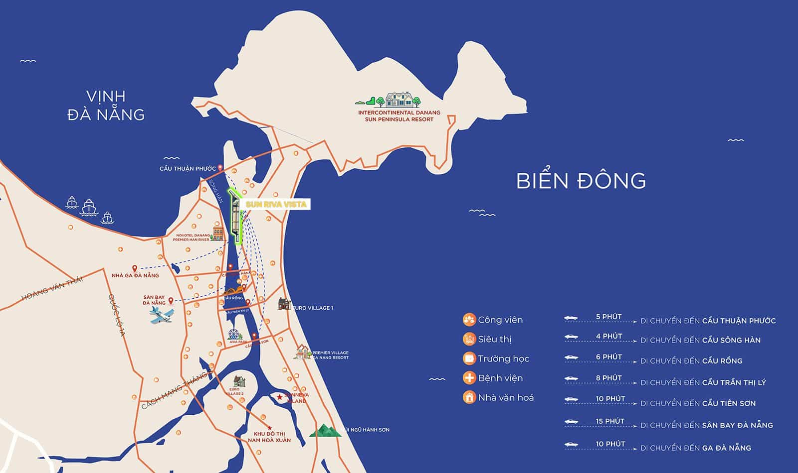 Tiện ích liên kết vùng dự án Sun Riva Vista Đà Nẵng
