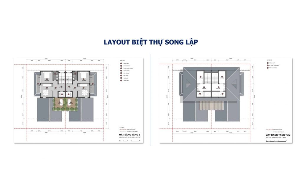 Layout thiết kế biệt thự song lập Sunneva Đà Nẵng