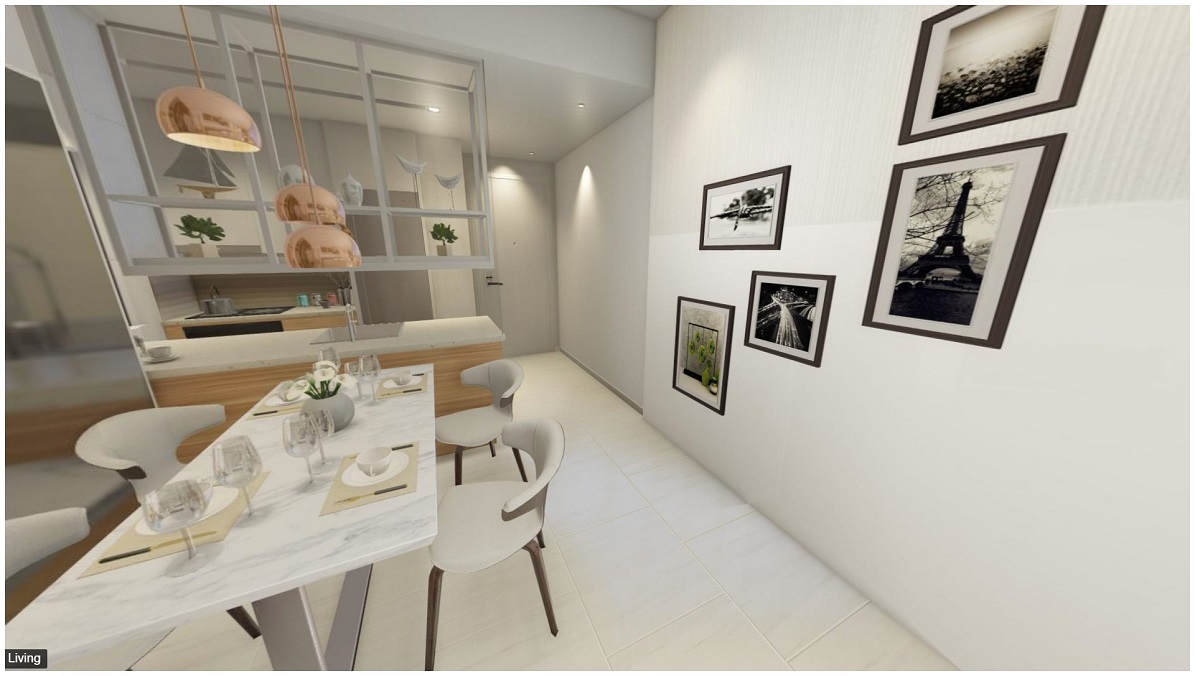 Bàn ăn sang trọng cùng phòng bếp