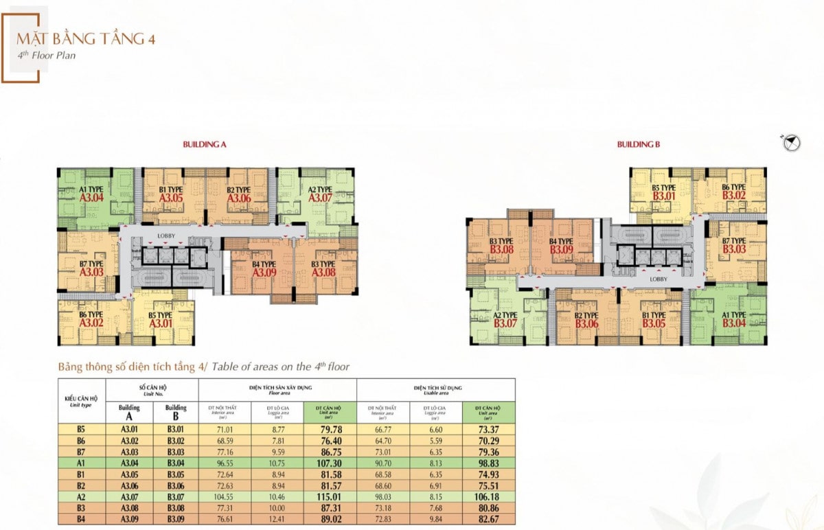 Mặt bằng tầng 4 căn hộ The Antonia Phú Mỹ Hưng