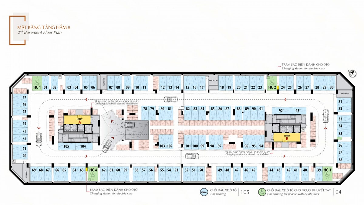 Mặt bằng tầng hầm căn hộ The Antonia Phú Mỹ Hưng