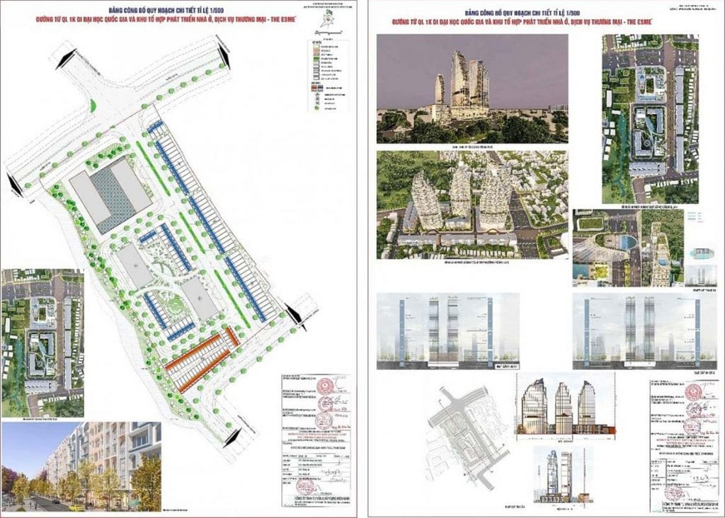 Sơ đồ quy hoạch dự án và mặt bằng các tầng tại The Esme Dĩ An