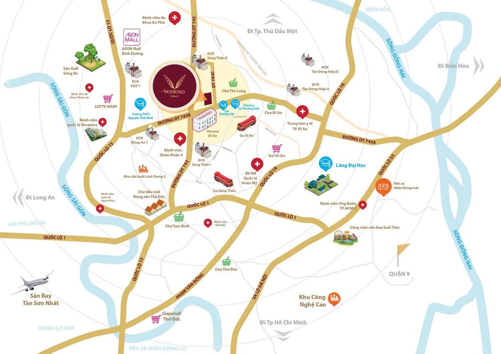 Vị trí liên kết vàng tại dự án Ventoso Tower