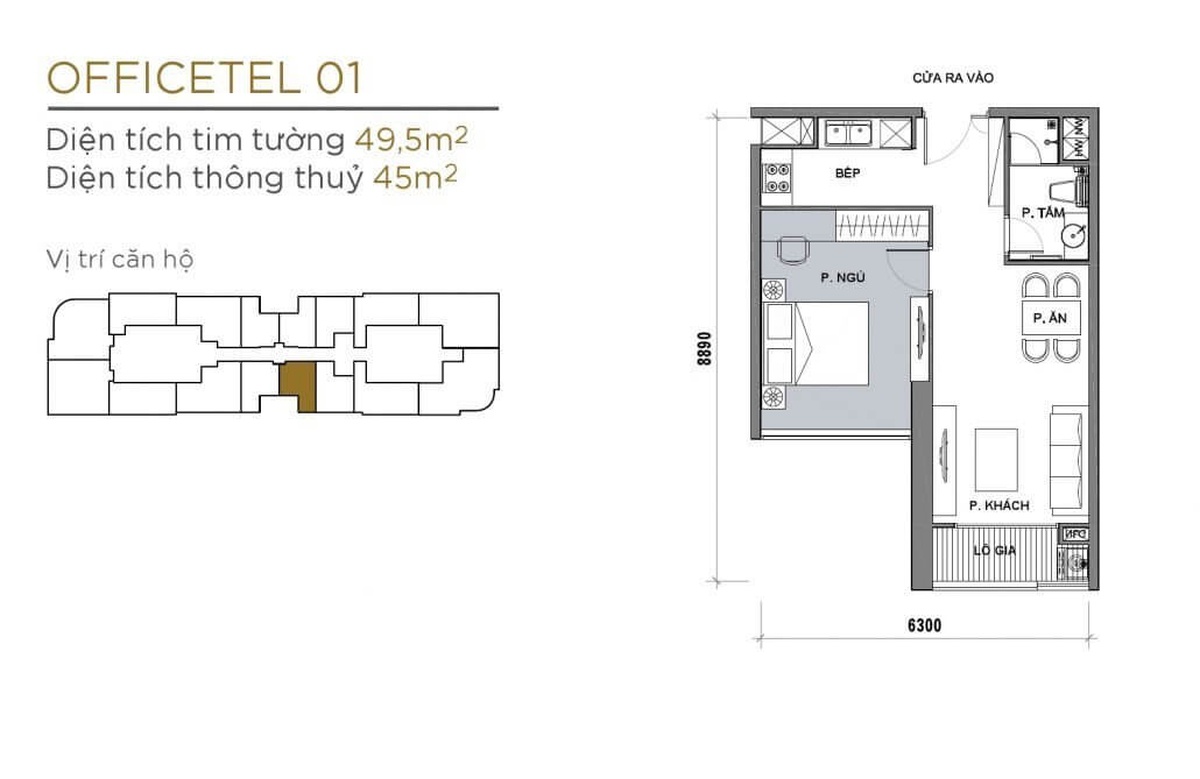 Thiết kế căn hộ 1 phòng ngủ Vinhomes Golden River