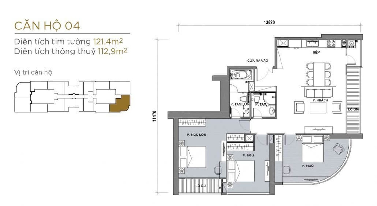 Thiết kế căn hộ 3 phòng ngủ Vinhomes Golden River