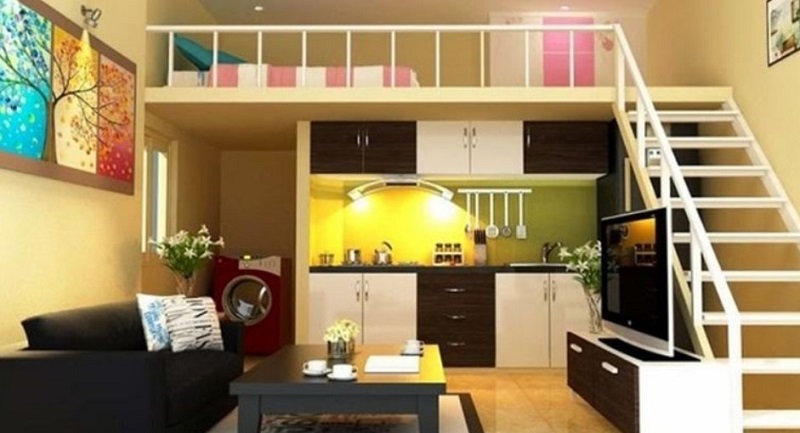 Mẫu thiết kế phòng trọ 30m2 nhiều màu sắc