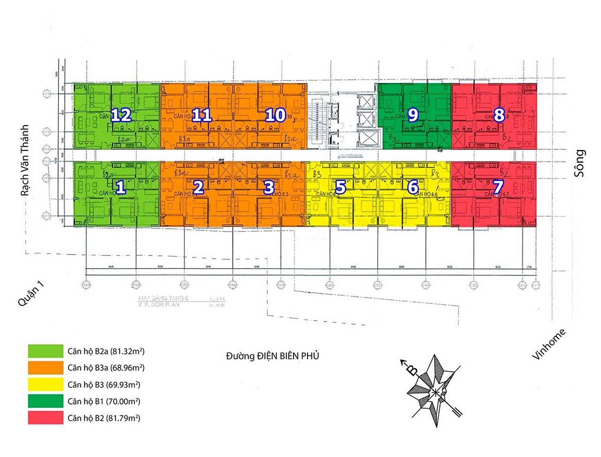 Mặt bằng căn hộ dự án 152 Điện Biên Phủ