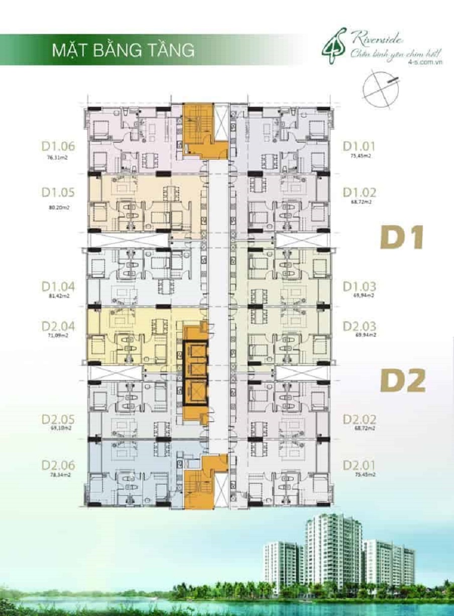 Mặt bằng các Block dự án 4s Riverside Linh Đông