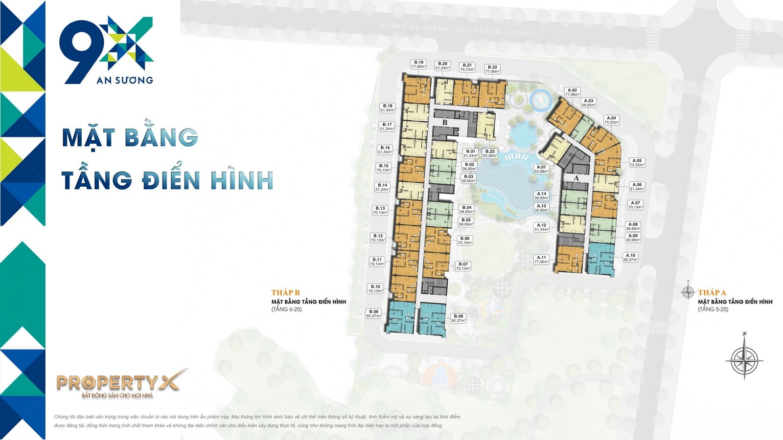 Mặt bằng tầng điển hình của chung cư 9X An Sương