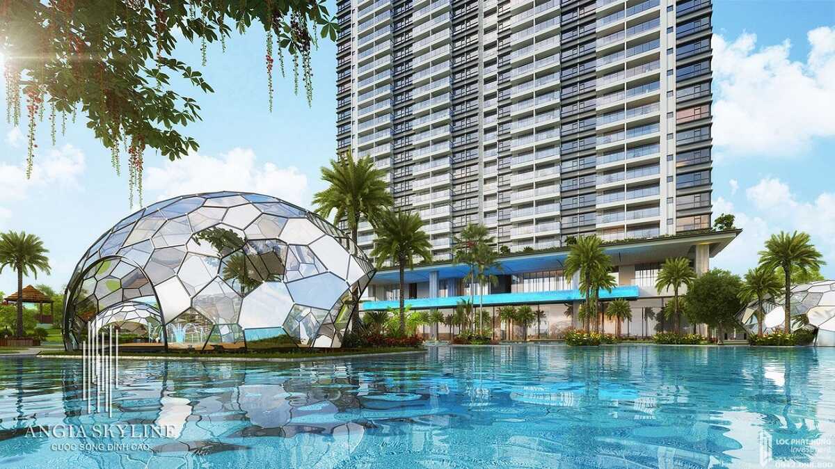 Hồ nhân tạo ngay phía trước của dự án