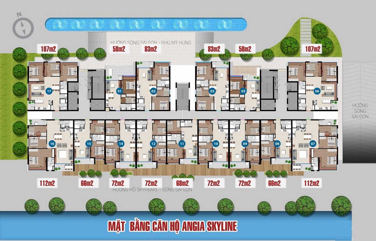 Mặt bằng tầng 3 - 33 dự án An Gia Skyline