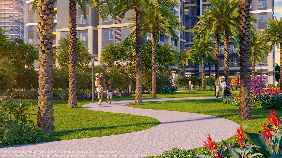 Không gian xanh cùng đường dạo bộ