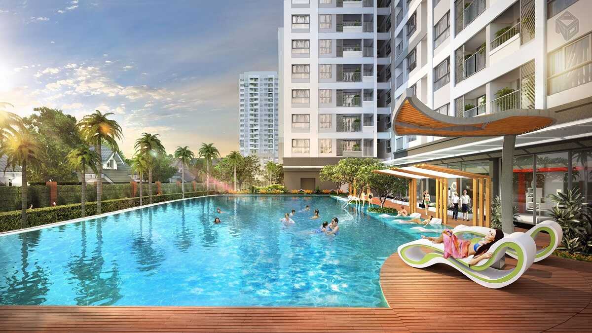 Bể bơi bên dưới tầng trệt