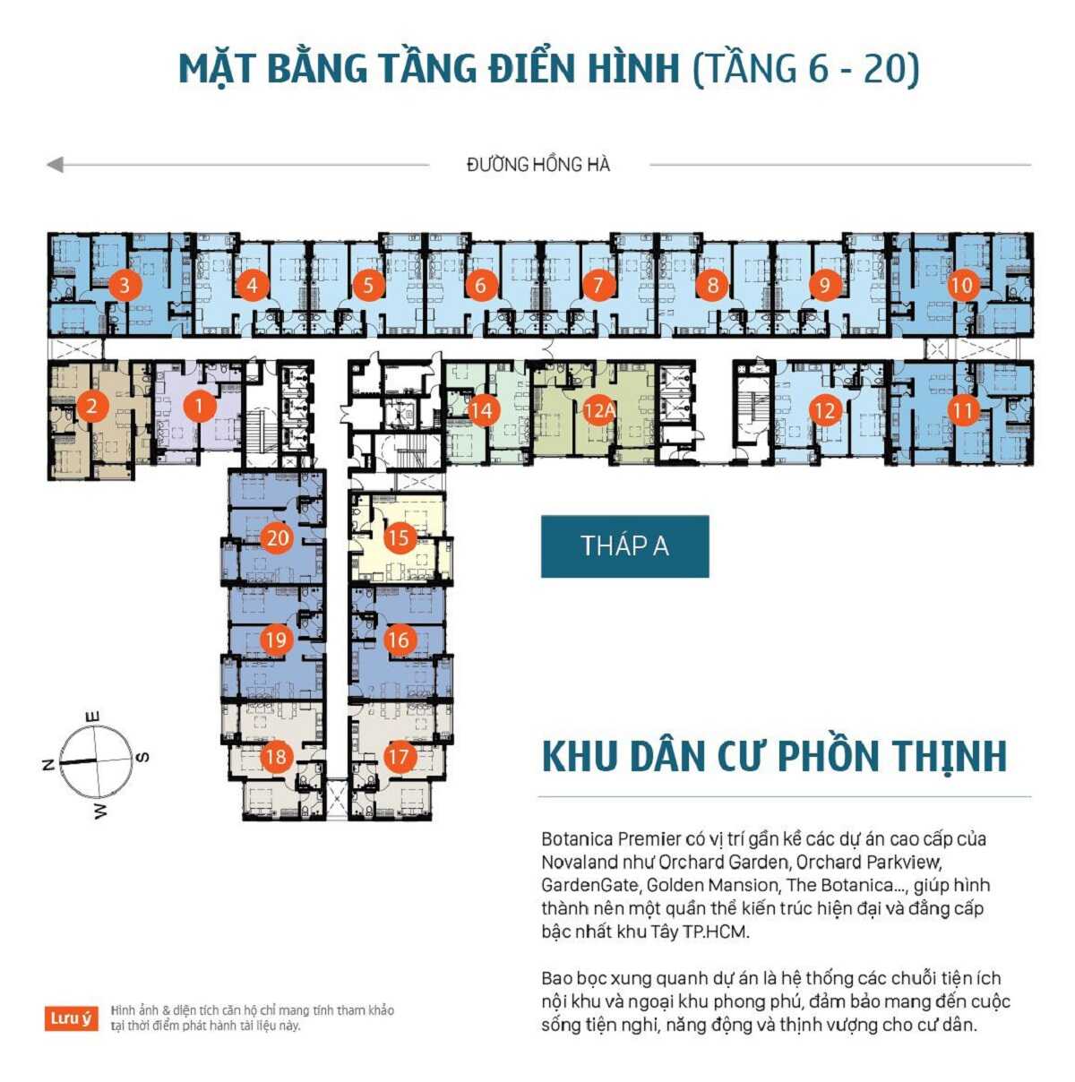 Mặt bằng tầng điển hình tháp A dự án Botanica Premier