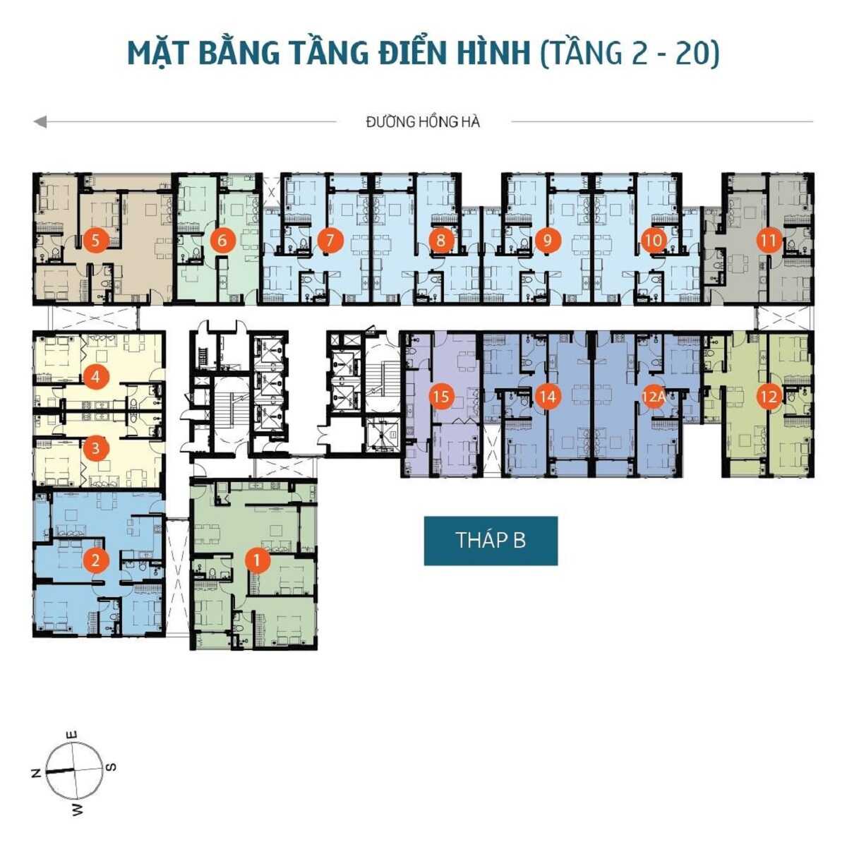 Mặt bằng tầng điển hình tháp B dự án Botanica Premier