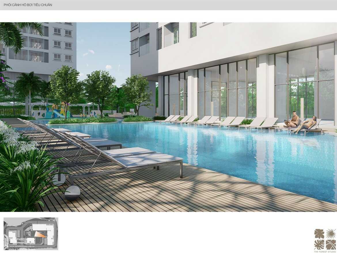 Hồ bơi diện tích lớn dự án C Sky View