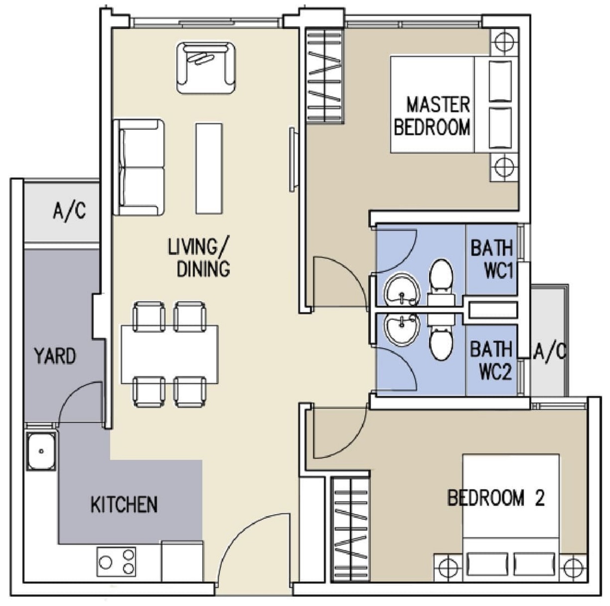 Thiết kế căn hộ 2 phòng ngủ dự án Celadon City