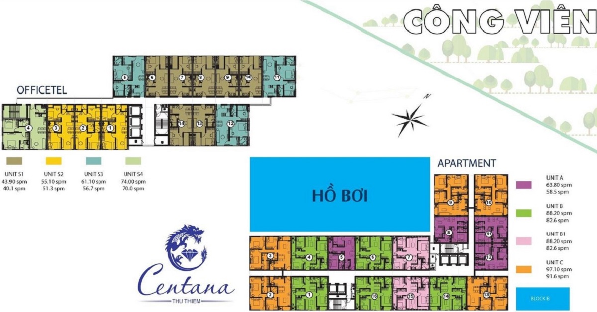 Mặt bằng phân bố các căn hộ