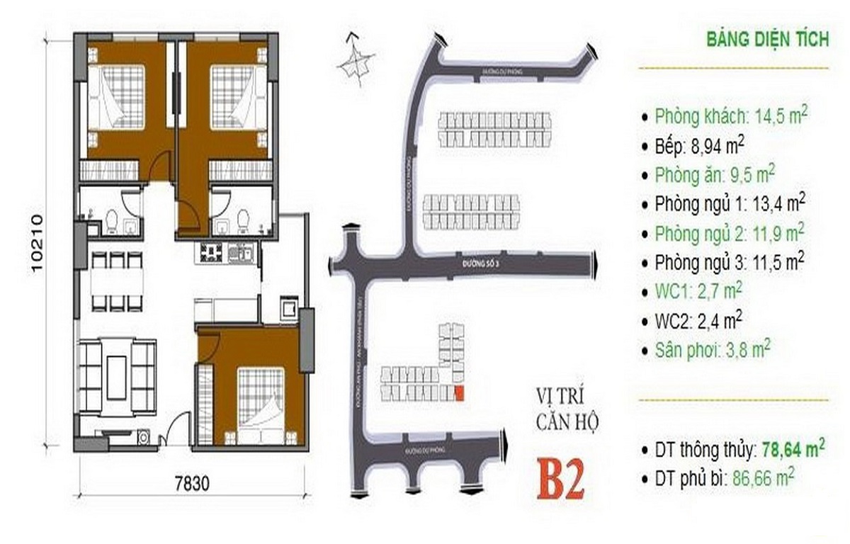 Thiết kế căn hộ 3 phòng ngủ
