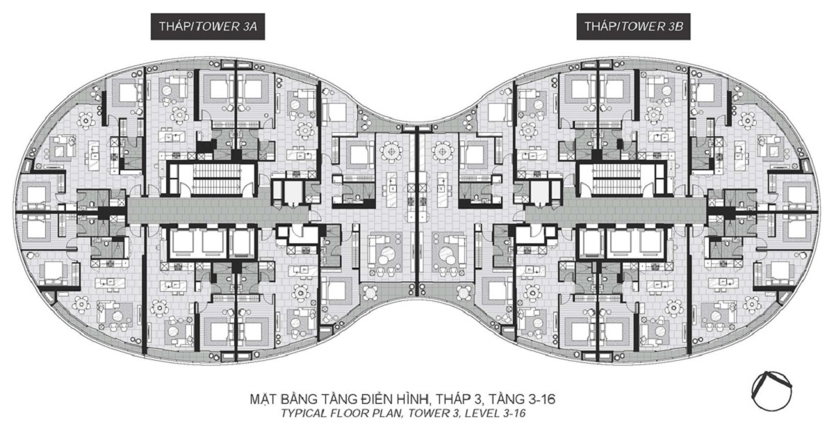 Mặt bằng toà tháp đôi City Garden