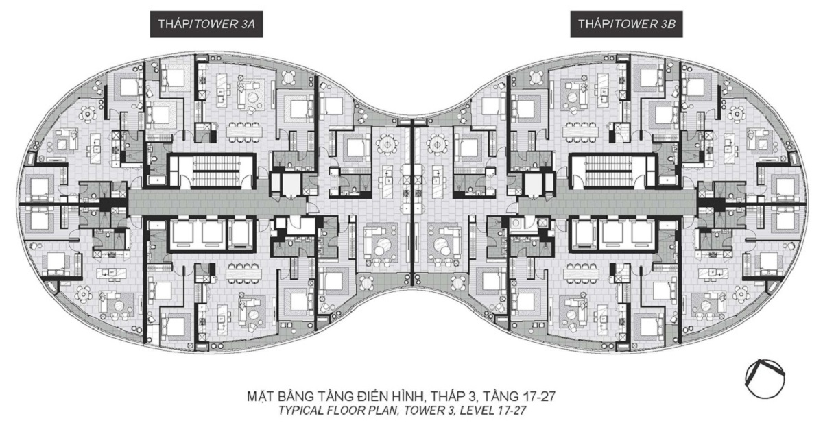 Mặt bằng toà tháp đôi City Garden