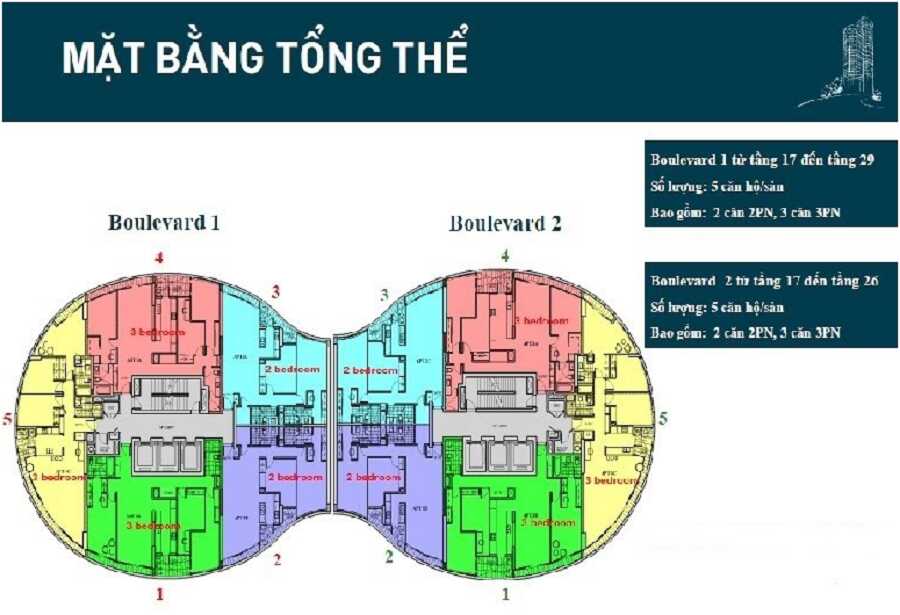 Mặt bằng tầng 17 - 29 toà Boulevard