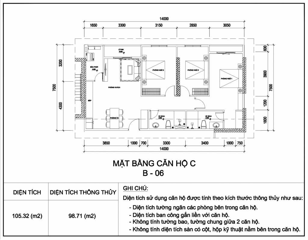 Thiết kế căn hộ 3 phòng ngủ dự án City Gate 3